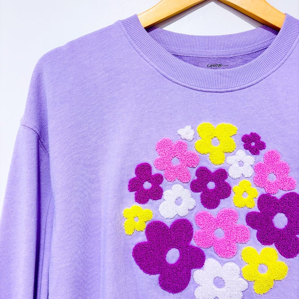 GEORGE Purple floral sweatshirt |‎ Playful casual | Large - Picture 2 of 9